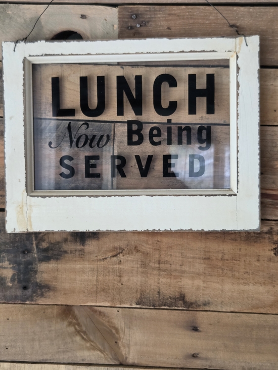 Other - Rustic 'Lunch Now Being Served' Wall Sign - White Frame